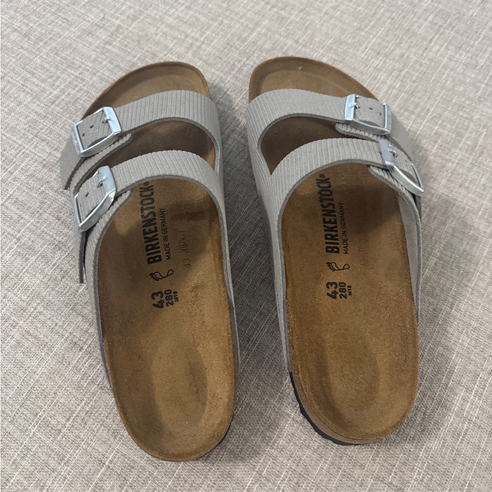 Birkenstock Gray Sandals with Silver Buckles